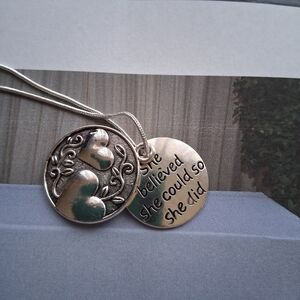 Inspirational Sister Pendant Necklace - Silver Tone